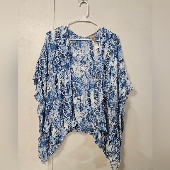 Chicos Blue And White Dolman Sleeve Sweater Cardigan! - Picture 1 of 5